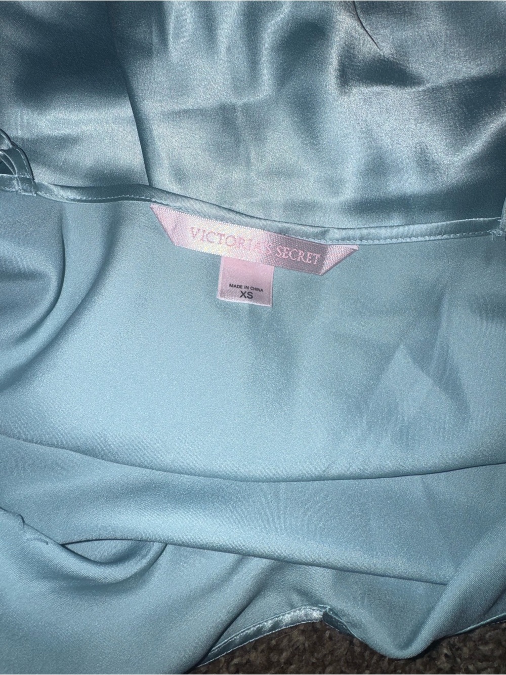 Victoria’s Secret Satin Slip Dress with Side Lace-Up Straps - Light Blue - Picture 4 of 5